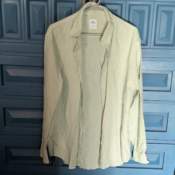 A3 ZARA Stripped Relaxed Fit Button Down Top - Picture 1 of 4
